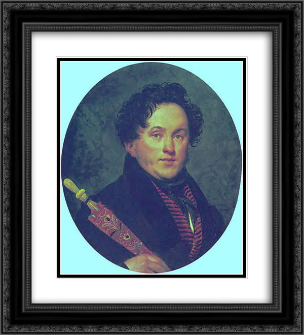 Portrait of Dmitry Nikolaevich Filosofov 20x22 Black Ornate Wood Framed Art Print Poster with Double Matting by Kiprensky, Orest