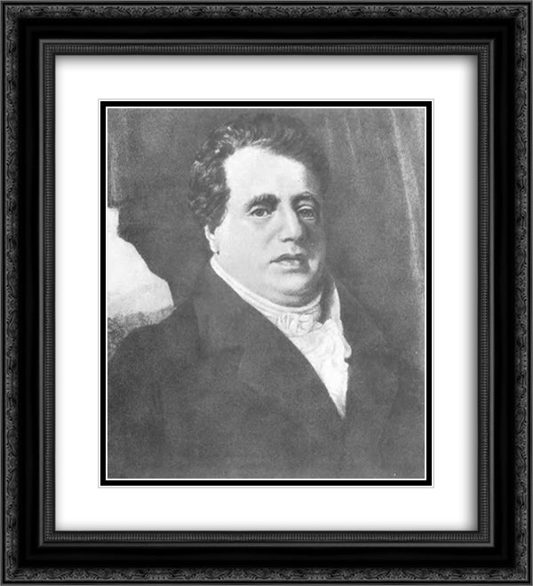 Portrait of E. Dumont 20x22 Black Ornate Wood Framed Art Print Poster with Double Matting by Kiprensky, Orest
