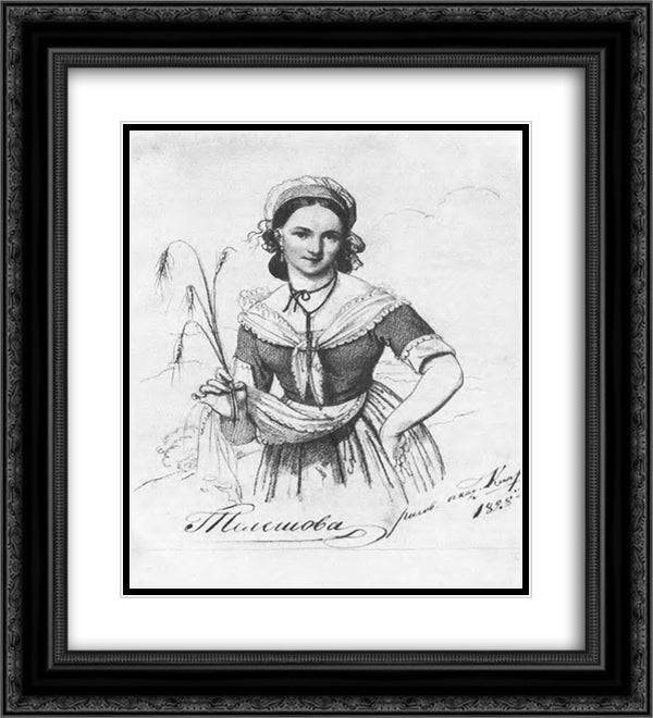 Portrait of Ekaterina Aleksandrovna Telesheva 20x22 Black Ornate Wood Framed Art Print Poster with Double Matting by Kiprensky, Orest