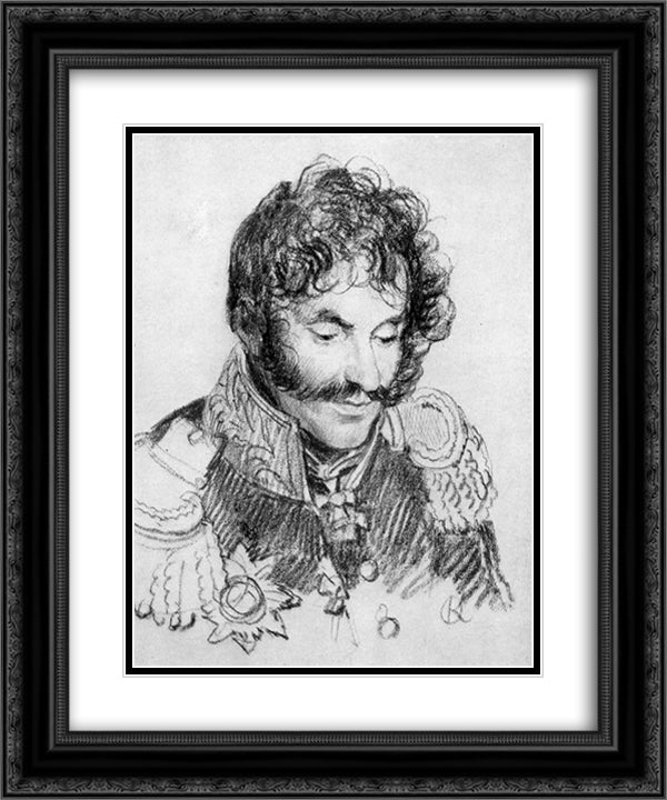 Portrait of General Chaplits 20x24 Black Ornate Wood Framed Art Print Poster with Double Matting by Kiprensky, Orest
