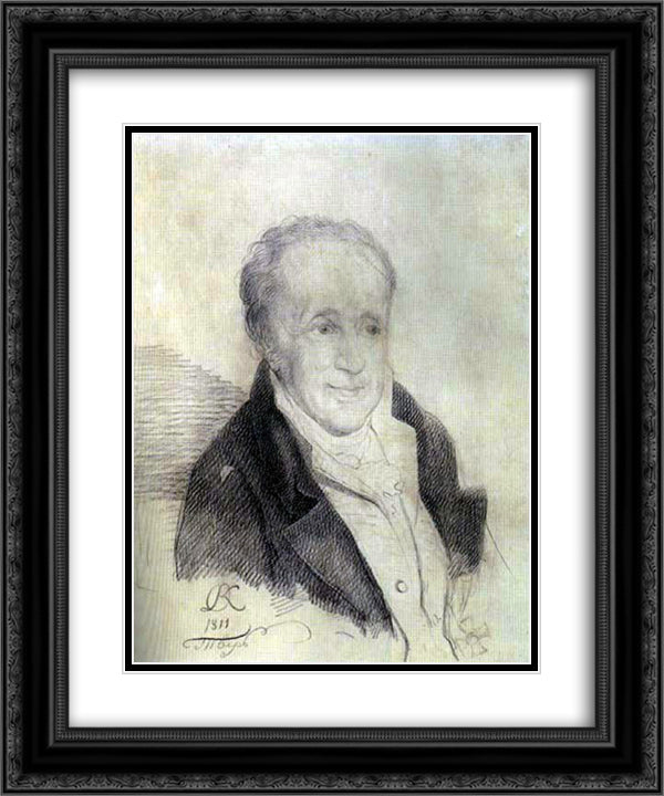 Portrait of Ivan Petrovich Wolfe 20x24 Black Ornate Wood Framed Art Print Poster with Double Matting by Kiprensky, Orest