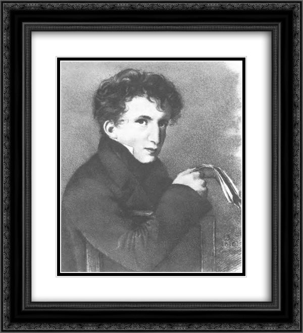 Portrait of Jean-Francois Duval 20x22 Black Ornate Wood Framed Art Print Poster with Double Matting by Kiprensky, Orest