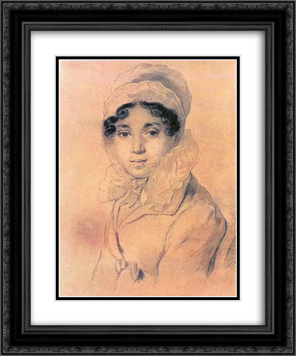 Portrait of M. A. Kikina 20x24 Black Ornate Wood Framed Art Print Poster with Double Matting by Kiprensky, Orest