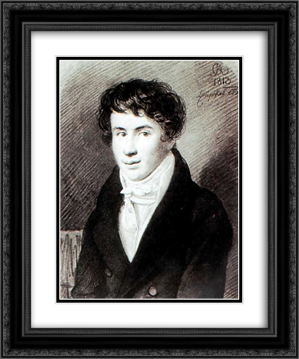 Portrait of Nikita Muraviev 20x24 Black Ornate Wood Framed Art Print Poster with Double Matting by Kiprensky, Orest