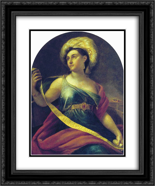 Portrait of Nimfodora Semenova 20x24 Black Ornate Wood Framed Art Print Poster with Double Matting by Kiprensky, Orest