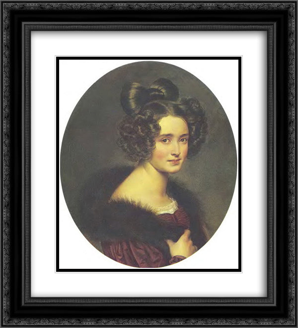 Portrait of Olimpiada Aleksandrovna Ryumina 20x22 Black Ornate Wood Framed Art Print Poster with Double Matting by Kiprensky, Orest