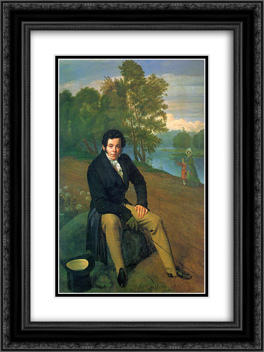 Portrait of Portrait of K. I. Albrekht 18x24 Black Ornate Wood Framed Art Print Poster with Double Matting by Kiprensky, Orest