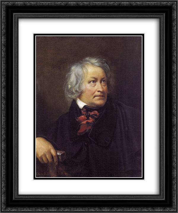 Portrait of the Sculptor Bertel Thorvaldsen 20x24 Black Ornate Wood Framed Art Print Poster with Double Matting by Kiprensky, Orest