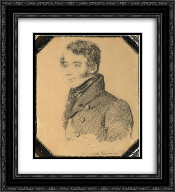 Portrait of young man 20x22 Black Ornate Wood Framed Art Print Poster with Double Matting by Kiprensky, Orest