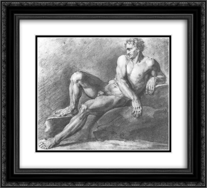Reclining sitter 22x20 Black Ornate Wood Framed Art Print Poster with Double Matting by Kiprensky, Orest