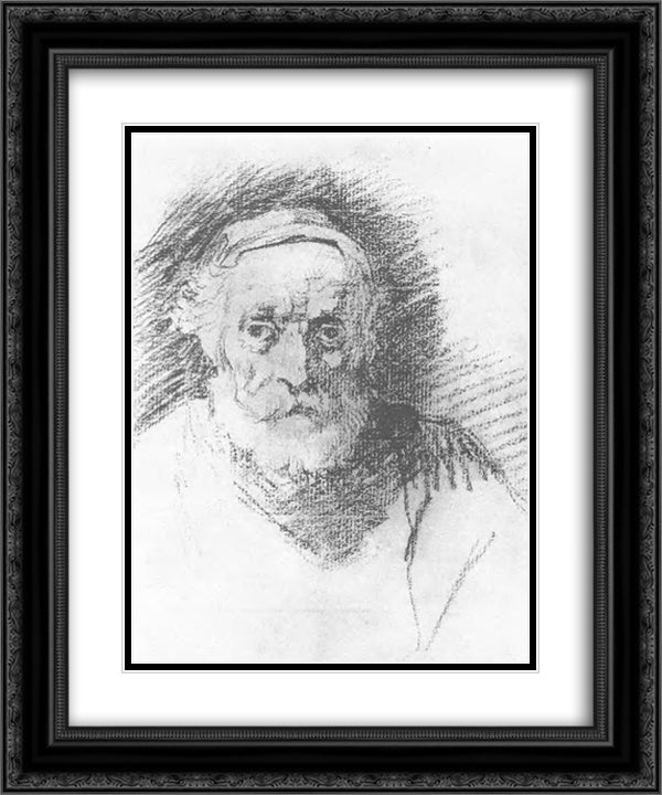 The old man's head 20x24 Black Ornate Wood Framed Art Print Poster with Double Matting by Kiprensky, Orest