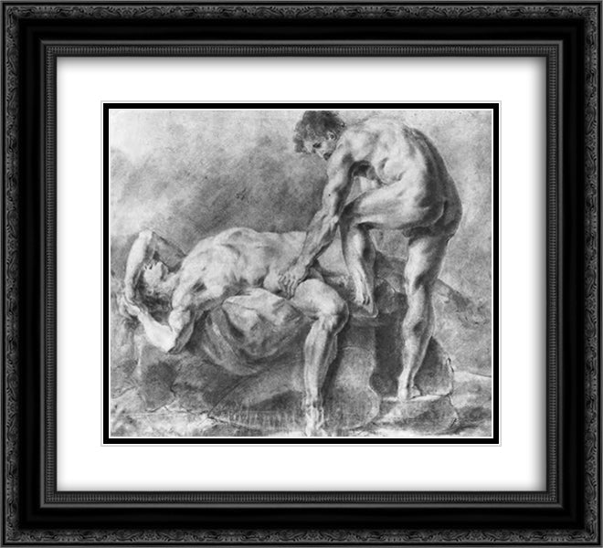 Two sitters 22x20 Black Ornate Wood Framed Art Print Poster with Double Matting by Kiprensky, Orest