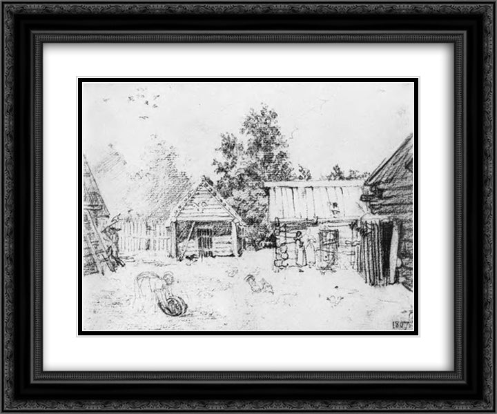 View from the window 24x20 Black Ornate Wood Framed Art Print Poster with Double Matting by Kiprensky, Orest