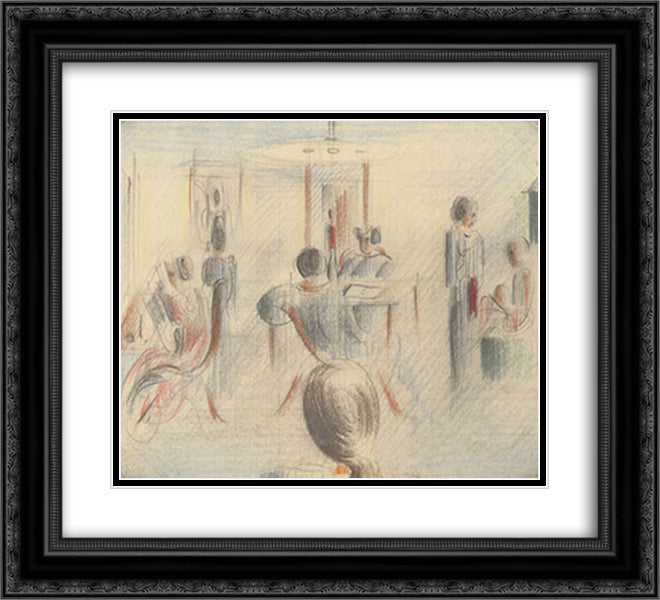 Figures in a Room (Figuren im Raum) 22x20 Black Ornate Wood Framed Art Print Poster with Double Matting by Schlemmer, Oskar