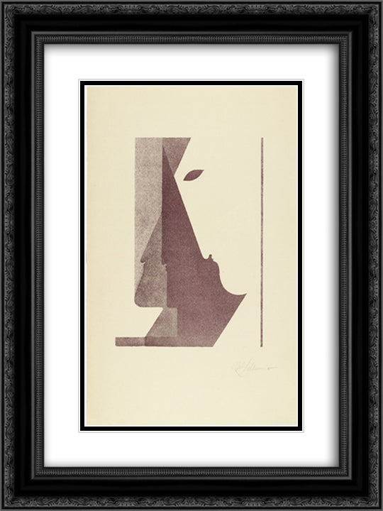 Three Profiles between the Vertical and the Diagonal (Drei Profile zwischen der Senkrechten und der Diagonalen) 18x24 Black Ornate Wood Framed Art Print Poster with Double Matting by Schlemmer, Oskar