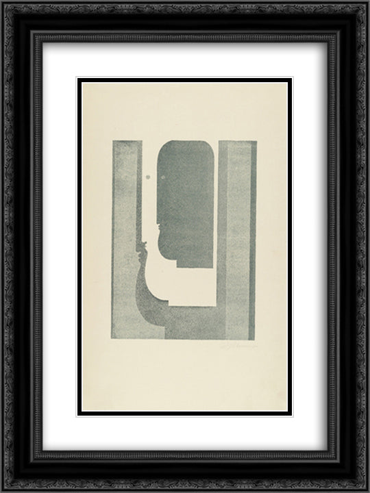 Three Vertical Profiles (Drei senkrechte Profile) 18x24 Black Ornate Wood Framed Art Print Poster with Double Matting by Schlemmer, Oskar