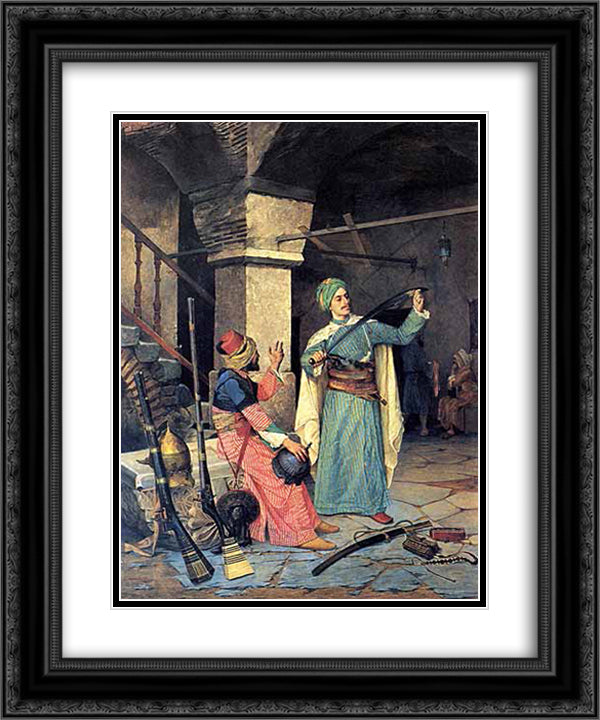Gun Salesman 20x24 Black Ornate Wood Framed Art Print Poster with Double Matting by Hamdi, Osman