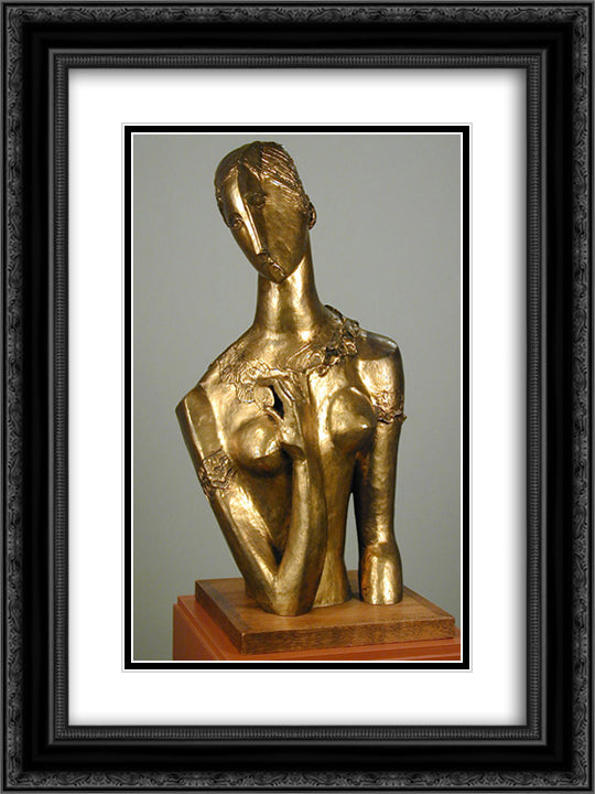 Carol Janeway Bust 18x24 Black Ornate Wood Framed Art Print Poster with Double Matting by Zadkine, Ossip