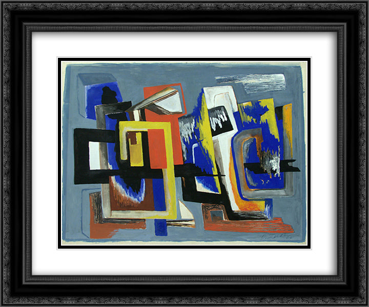 Composition 24x20 Black Ornate Wood Framed Art Print Poster with Double Matting by Zadkine, Ossip