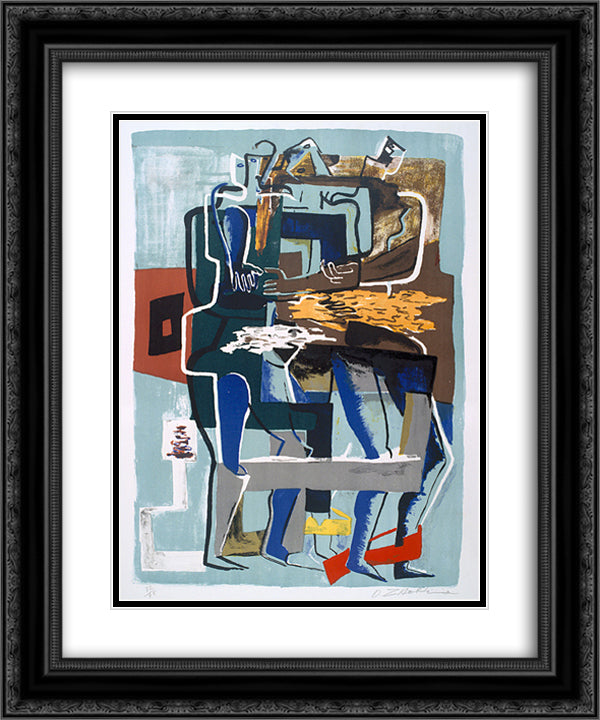 Conversation 20x24 Black Ornate Wood Framed Art Print Poster with Double Matting by Zadkine, Ossip
