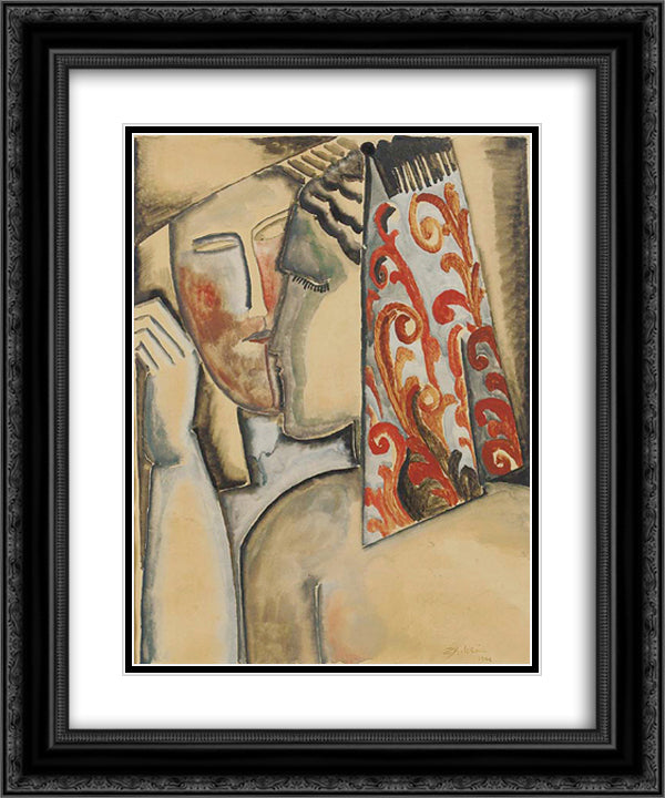 Couple 20x24 Black Ornate Wood Framed Art Print Poster with Double Matting by Zadkine, Ossip