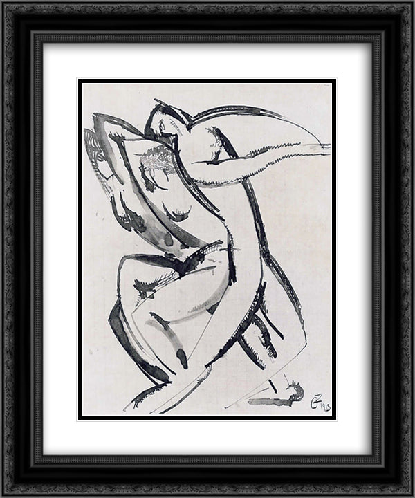 Dance 20x24 Black Ornate Wood Framed Art Print Poster with Double Matting by Zadkine, Ossip