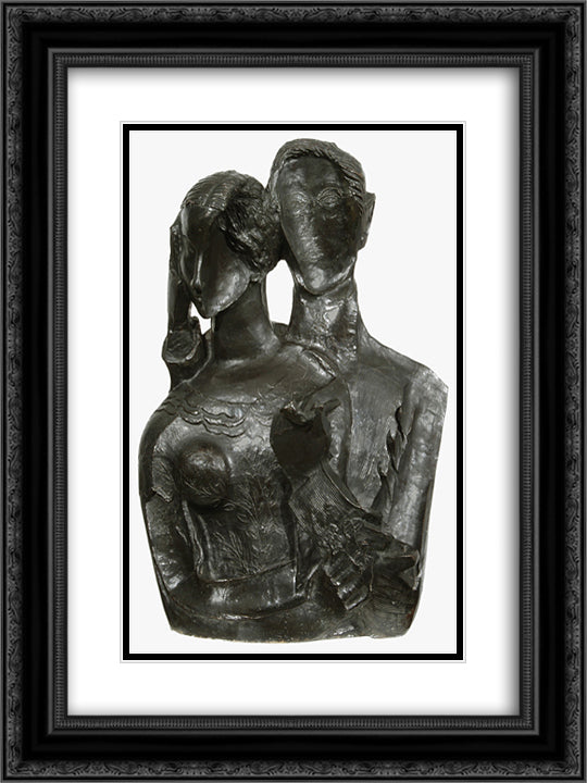 Double Portrait of Nel and Henk Wiegersma 18x24 Black Ornate Wood Framed Art Print Poster with Double Matting by Zadkine, Ossip