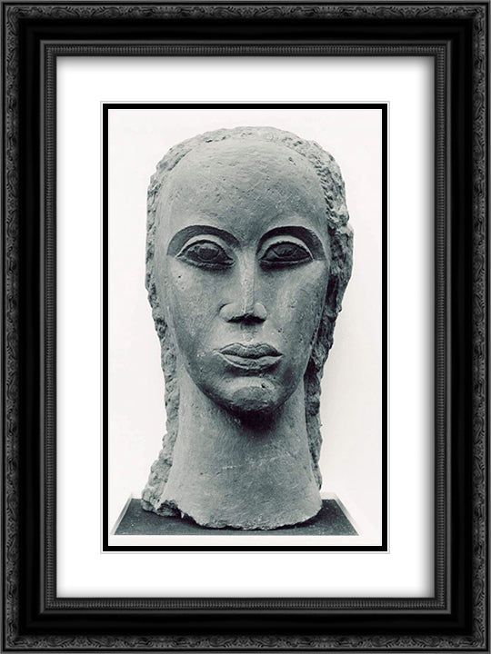 Female head 18x24 Black Ornate Wood Framed Art Print Poster with Double Matting by Zadkine, Ossip