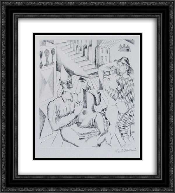Masquerade 20x22 Black Ornate Wood Framed Art Print Poster with Double Matting by Zadkine, Ossip