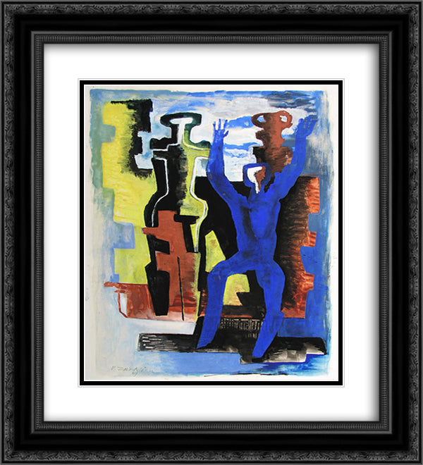 The messengers of the Day 20x22 Black Ornate Wood Framed Art Print Poster with Double Matting by Zadkine, Ossip