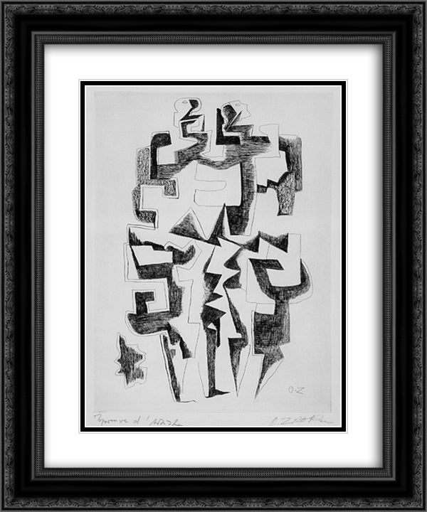Twins 20x24 Black Ornate Wood Framed Art Print Poster with Double Matting by Zadkine, Ossip