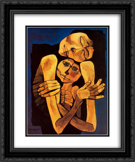 Ternura 20x24 Black Ornate Wood Framed Art Print Poster with Double Matting by Guayasamin, Oswaldo