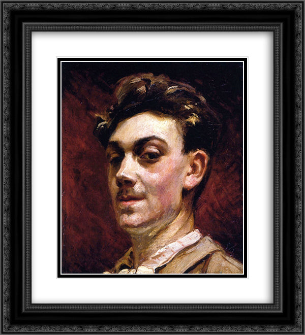 Self-Portrait 20x22 Black Ornate Wood Framed Art Print Poster with Double Matting by Friesz, Othon