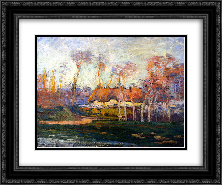 The Cottage 24x20 Black Ornate Wood Framed Art Print Poster with Double Matting by Friesz, Othon