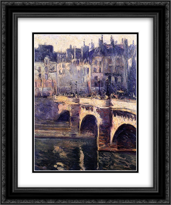 The Pont Neuf, Paris 20x24 Black Ornate Wood Framed Art Print Poster with Double Matting by Friesz, Othon
