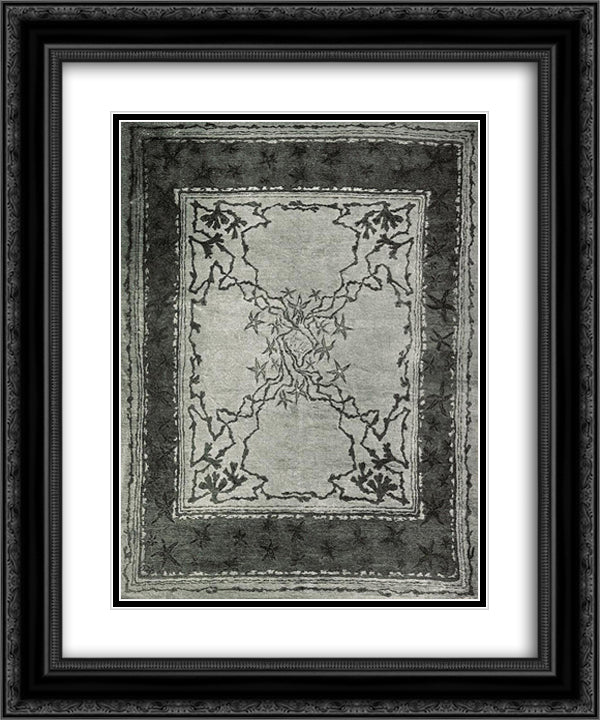 Carpet design 20x24 Black Ornate Wood Framed Art Print Poster with Double Matting by Eckmann, Otto