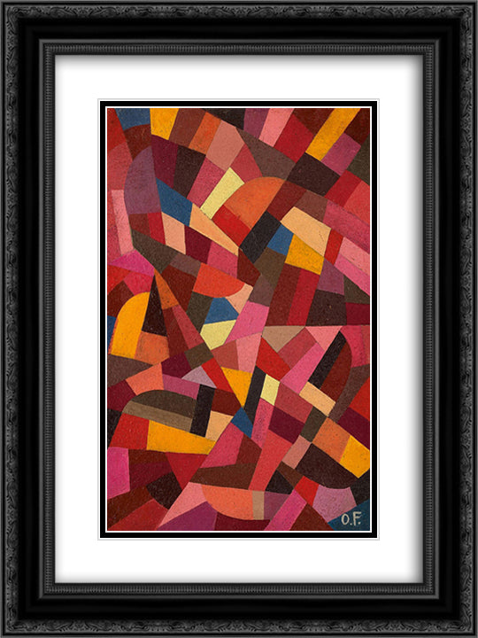 Komposition 18x24 Black Ornate Wood Framed Art Print Poster with Double Matting by Freundlich, Otto