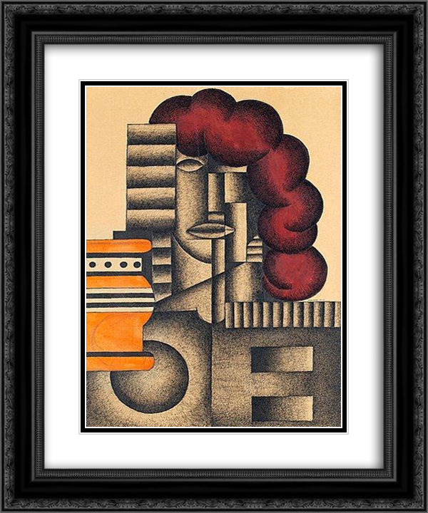 Arkitektonisk komposition 20x24 Black Ornate Wood Framed Art Print Poster with Double Matting by Carlsund, Otto Gustav