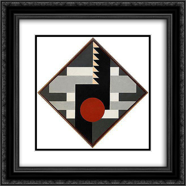 Diagonal komposition for tambur II 20x20 Black Ornate Wood Framed Art Print Poster with Double Matting by Carlsund, Otto Gustav