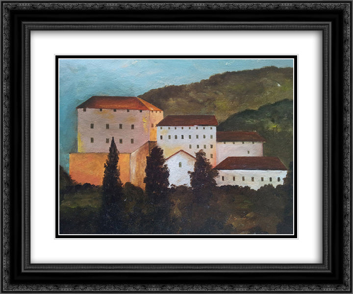 Belvedere 24x20 Black Ornate Wood Framed Art Print Poster with Double Matting by Rosai, Ottone