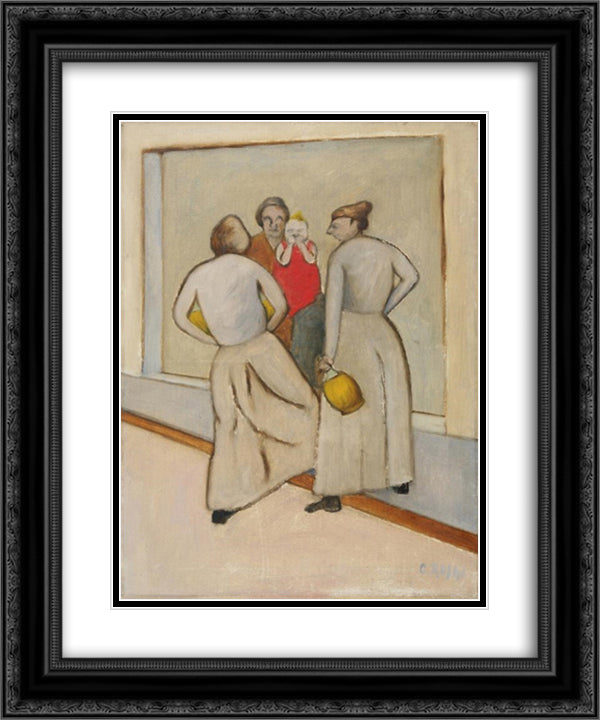 La fonte 20x24 Black Ornate Wood Framed Art Print Poster with Double Matting by Rosai, Ottone