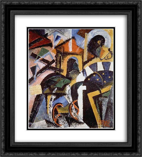 Scomposizione di una strada 20x22 Black Ornate Wood Framed Art Print Poster with Double Matting by Rosai, Ottone