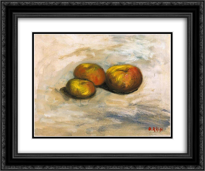 Still Life, Apples 24x20 Black Ornate Wood Framed Art Print Poster with Double Matting by Rosai, Ottone