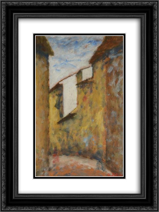 Via Toscanella 18x24 Black Ornate Wood Framed Art Print Poster with Double Matting by Rosai, Ottone