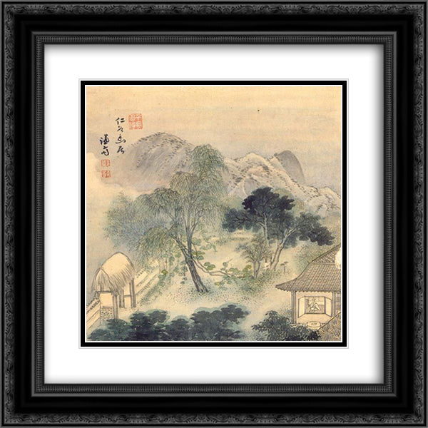Landscape 20x20 Black Ornate Wood Framed Art Print Poster with Double Matting by Owon