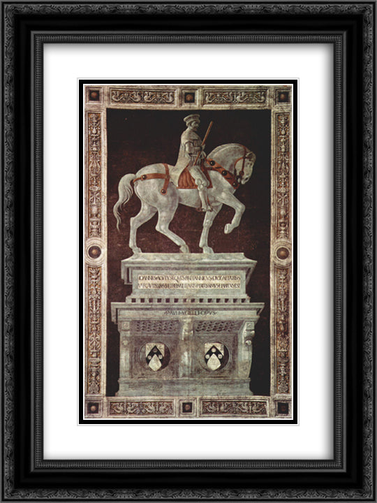 Equestrian Monument of Sir John Hawkwood 18x24 Black Ornate Wood Framed Art Print Poster with Double Matting by Uccello, Paolo