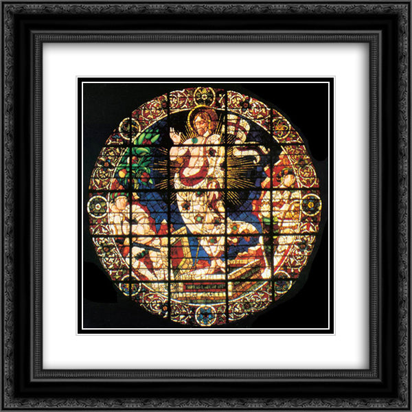 Oculus depicting The Resurrection 20x20 Black Ornate Wood Framed Art Print Poster with Double Matting by Uccello, Paolo