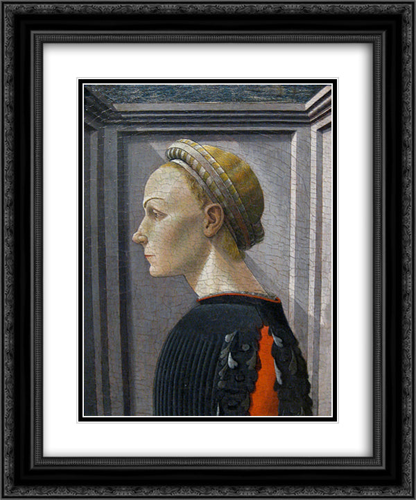 Portrait of a Lady 20x24 Black Ornate Wood Framed Art Print Poster with Double Matting by Uccello, Paolo