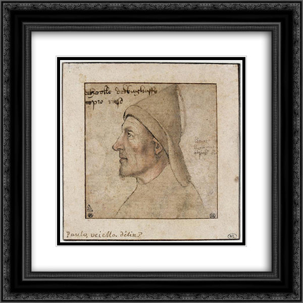 Portrait of man in profile 20x20 Black Ornate Wood Framed Art Print Poster with Double Matting by Uccello, Paolo