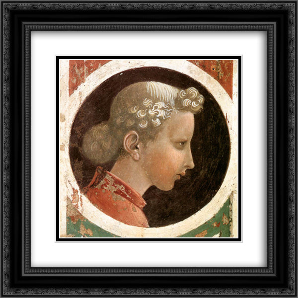 Roundel with Head 20x20 Black Ornate Wood Framed Art Print Poster with Double Matting by Uccello, Paolo